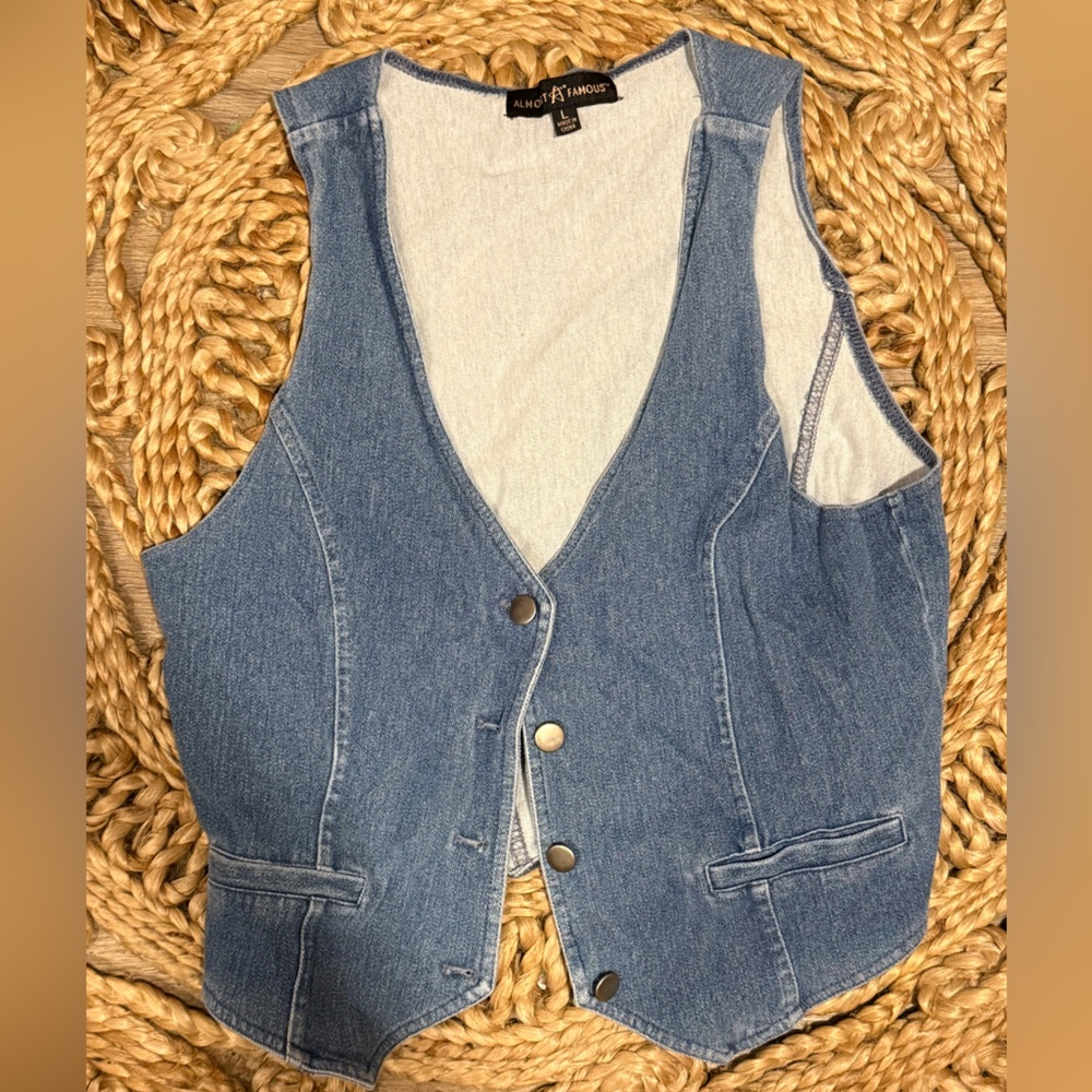 Almost Famous Light Blue Denim Vest‎